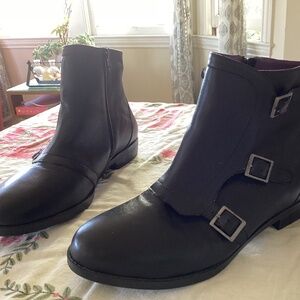 David Tate Black Leather Women’s Booties Size 11WW